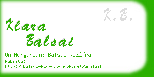 klara balsai business card